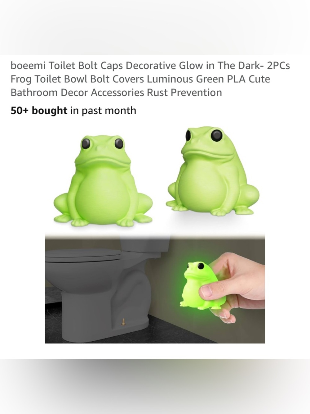 Frog Toilet Bolt Caps - Luminous Green